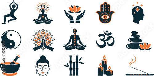 Yoga, meditation, and mind relax editable stroke outline icon isolated on white background flat vector illustration. Pixel perfect