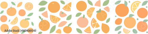 Orange Fruit and Leaves Pattern.