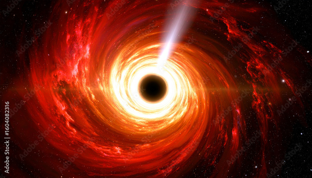 Celestial Majesty: A visualization of a black hole, its event horizon consuming cosmic energy as stellar material gets closer, is a beautiful representation of a cosmic event. Celestial Majesty: A visualization of a black hole, its event horizon consuming cosmic energy as stellar material gets closer, is a beautiful representation of a cosmic event.