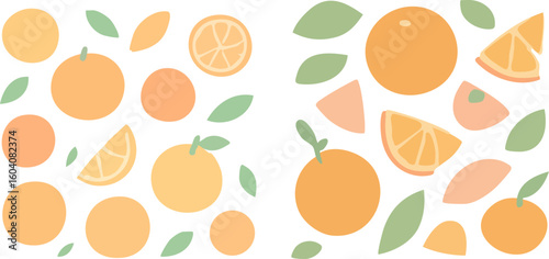 Orange Fruit Pattern with Leaves 5.