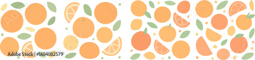 Orange Fruit Pattern with Leaves.