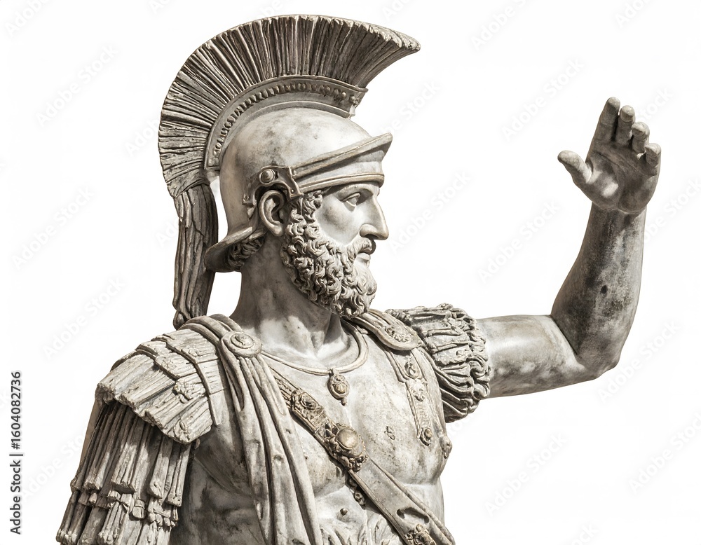 Obraz premium Roman general statue profile, raised hand