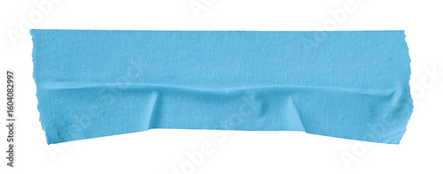 Light blue crumpled torn tape isolated on transparent background