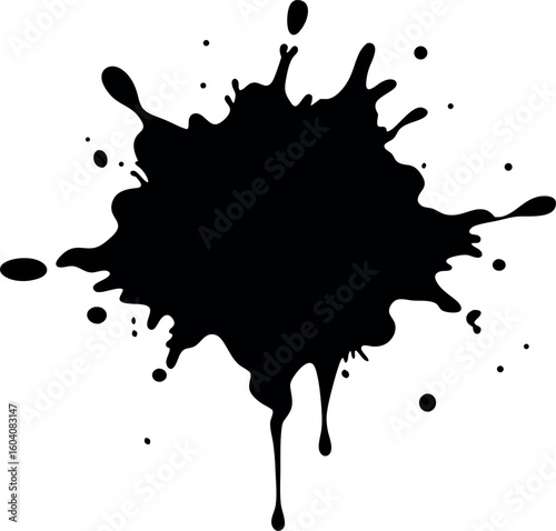 ink splash silhouette vector, splatter black icon