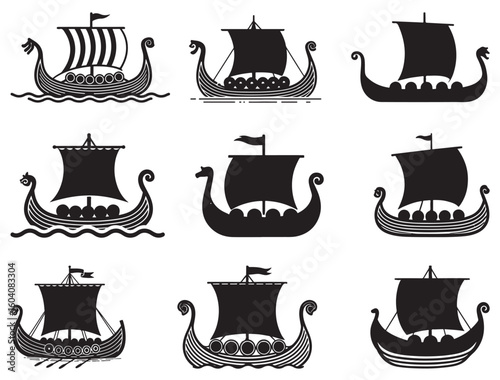 VIKING SHIPS SILHOUETTE