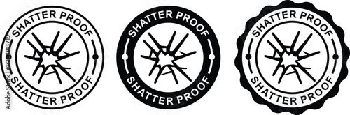 Shatter Proof Material Icon – Crack Resistant Vector Sticker for Product Packaging