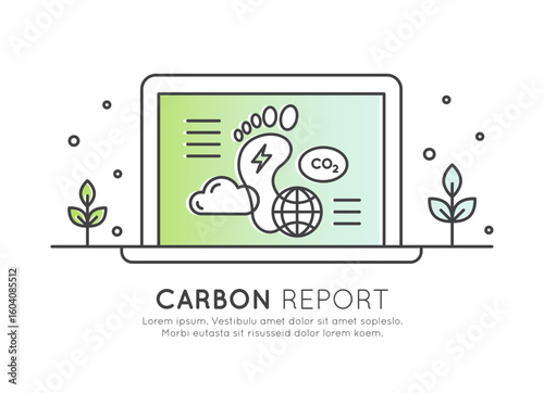 Minimalistic CO2 emissions vector icon set. Carbon footprint report, GHG monitoring, ESG data, liability metrics, regulatory compliance, sustainability, climate impact. Corporate emissions tools.