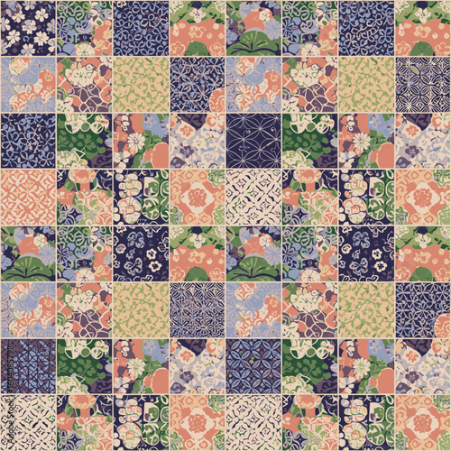 Seamless background with traditional Japanese pattern in Tatewaku style  