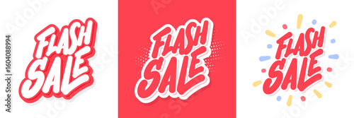 Flash Sale promotional Handwritten Typography. Three color and design variations.