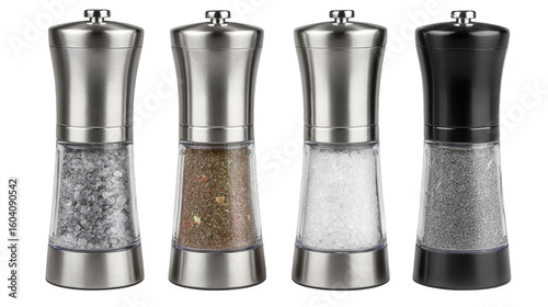 Enhancing flavor, a four of salt and pepper shakers for the modern table.