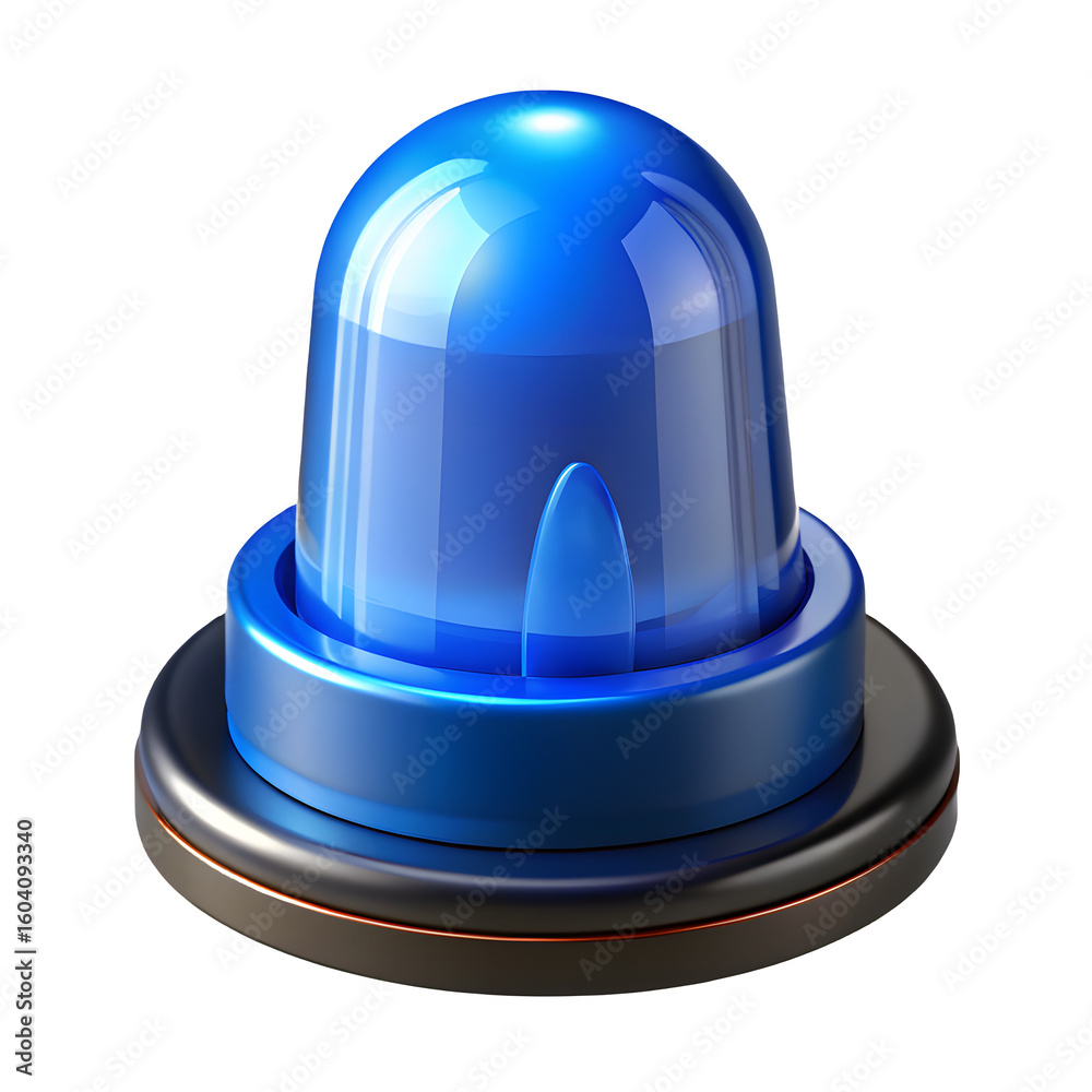 Fototapeta premium Blue emergency light beacon isolated on transparent background