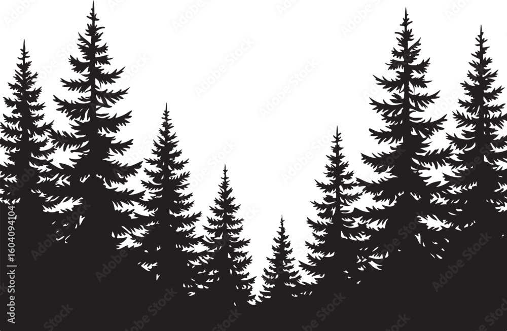 Obraz premium 8 Pine Tree Silhouette Vector Bundle