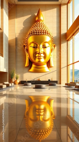 Grand Lobby with Golden Buddha and Panoramic Mountain ViewGrand Lobby with Golden Buddha and Panoramic Mountain View