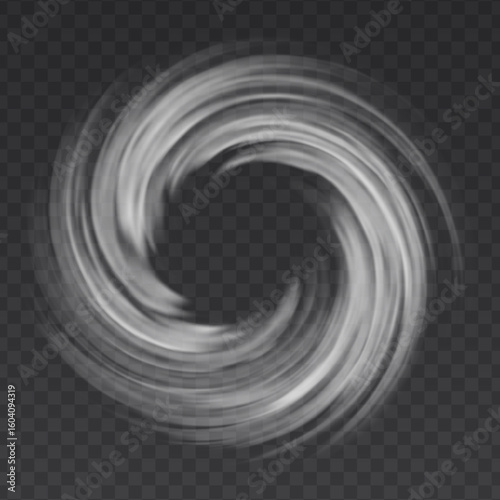 Air white vortex vector effect isolated on transparent background. Circle wind flow swirl.