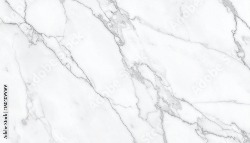 White marble surface with irregular gray veining, smooth and elegant texture