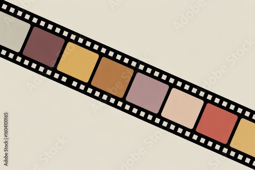 Retro Film Strip with Colorful Frames a Vintage Aesthetic and Nostalgic Appeal Perfect for Creative Projects and Multimedia Design