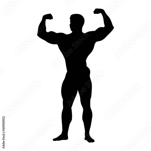 Bodybuilder silhouette vector art: muscular man posing, fitness training, and bodybuilding pose design