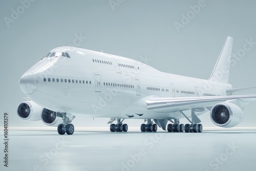 White airplane on a light gray surface