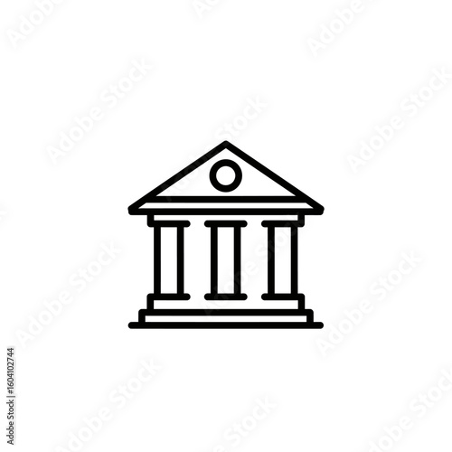 Bank or government building icon with three columns and triangular roof