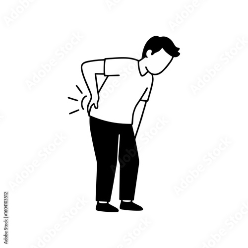 Black and White Illustration of a Person Experiencing Back Pain