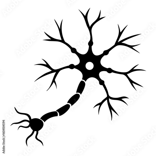 Neuron with Axon Illustration for Science Education, Medical Websites, Biology Diagrams, and Neurology Awareness