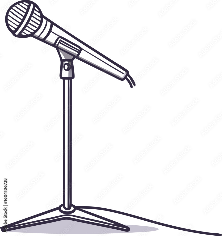 Obraz premium microphone stand vector illustration for podcasting and sound recording