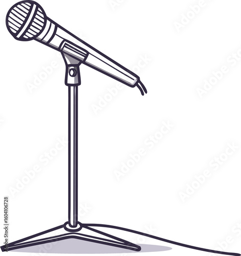 microphone stand vector illustration for podcasting and sound recording