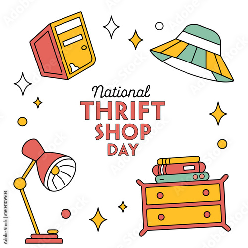 NATIONAL THRIFT SHOP DAY vector illustration