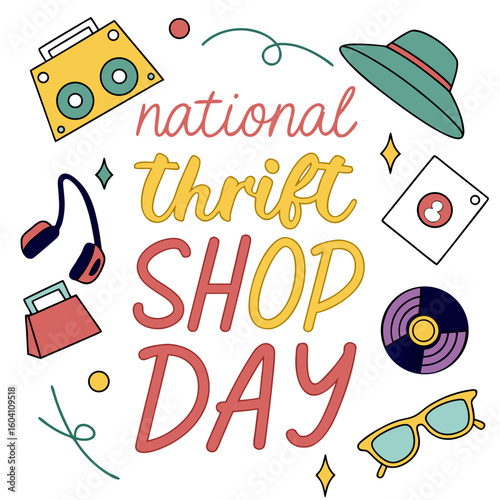 NATIONAL THRIFT SHOP DAY vector illustration