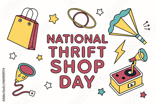 NATIONAL THRIFT SHOP DAY vector illustration