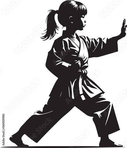Young girl martial arts stance karate child