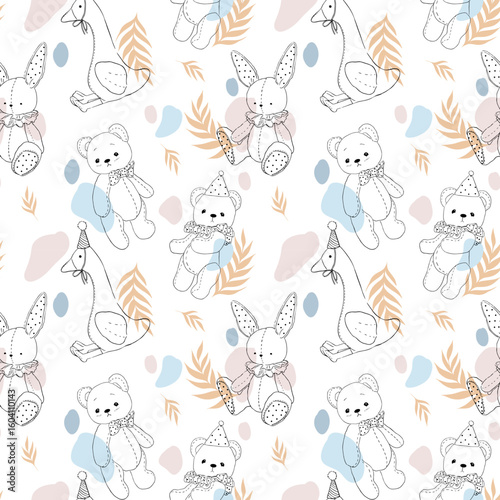 Childrens pattern with drawings of toys. Vector illustration