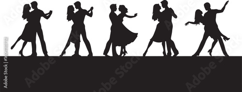 Couples dancing ballroom elegant silhouettes ballroom dancing romantic
