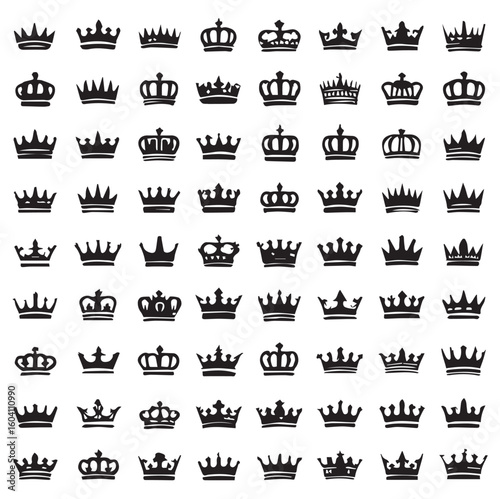  Crown icon set. collection of crown silhouette..eps