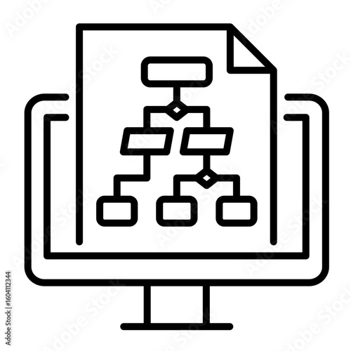 Conceptual icon of algorithm and computing logic. Symbolizes flowcharts, decision-making, and process automation.