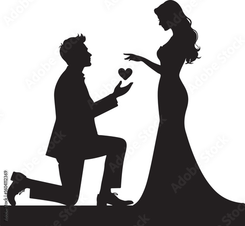 Man proposing to woman with heart proposal wedding