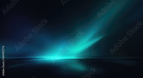 Teal light streaks across a dark background