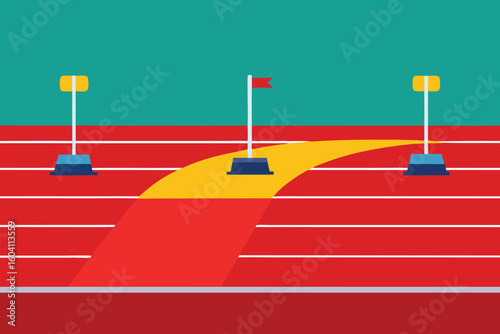Flat Design Running Track Illustration: Athletics Competition Graphic