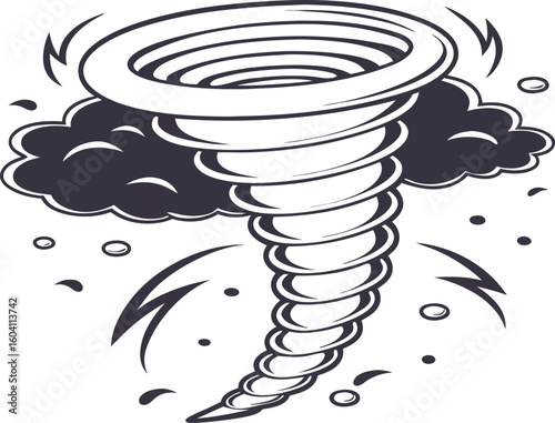 tornado cyclone storm icon on transparent background