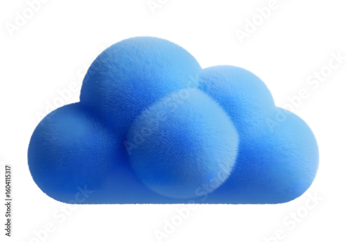 Soft blue cloud-shaped sponge object with rounded bubble design isolated on clean white background