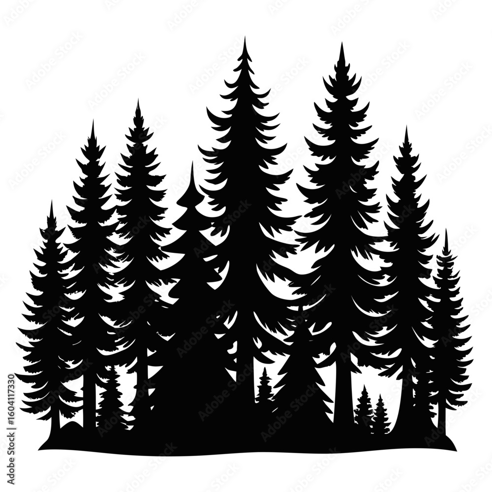 Obraz premium Black Pine Tree Vector