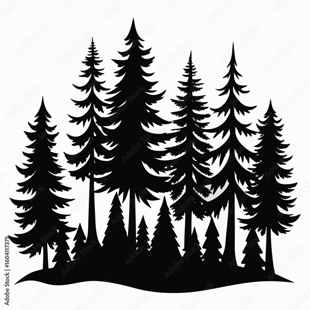 Obraz premium Black Pine Tree Vector