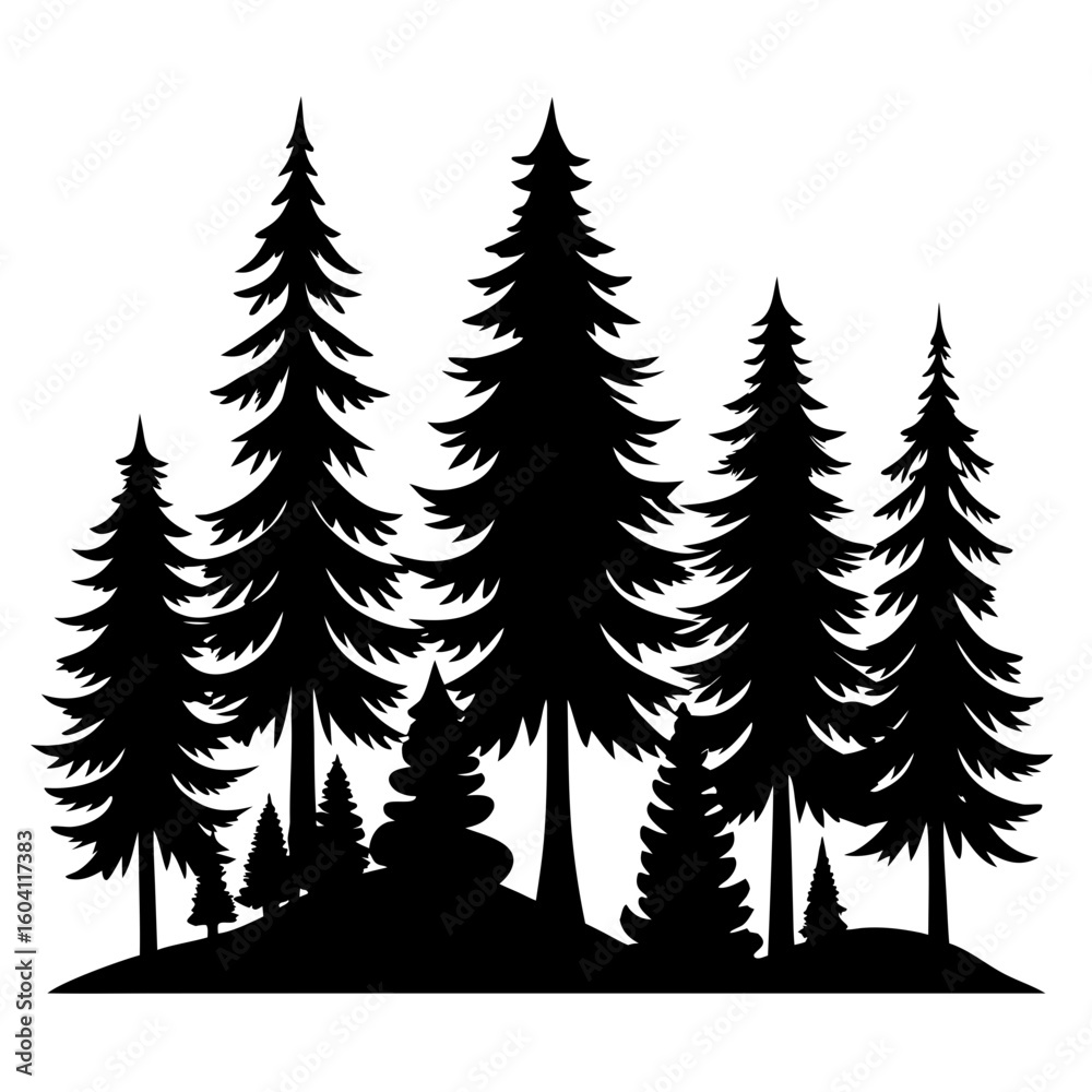 Obraz premium Black Pine Tree Vector