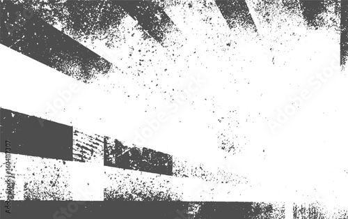 Monochrome texture composed of irregular graphic elements. Distressed uneven grunge grunge halftone print frame, vector background