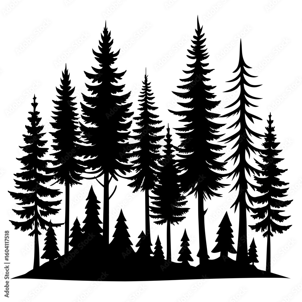 Obraz premium Black Pine Tree Vector