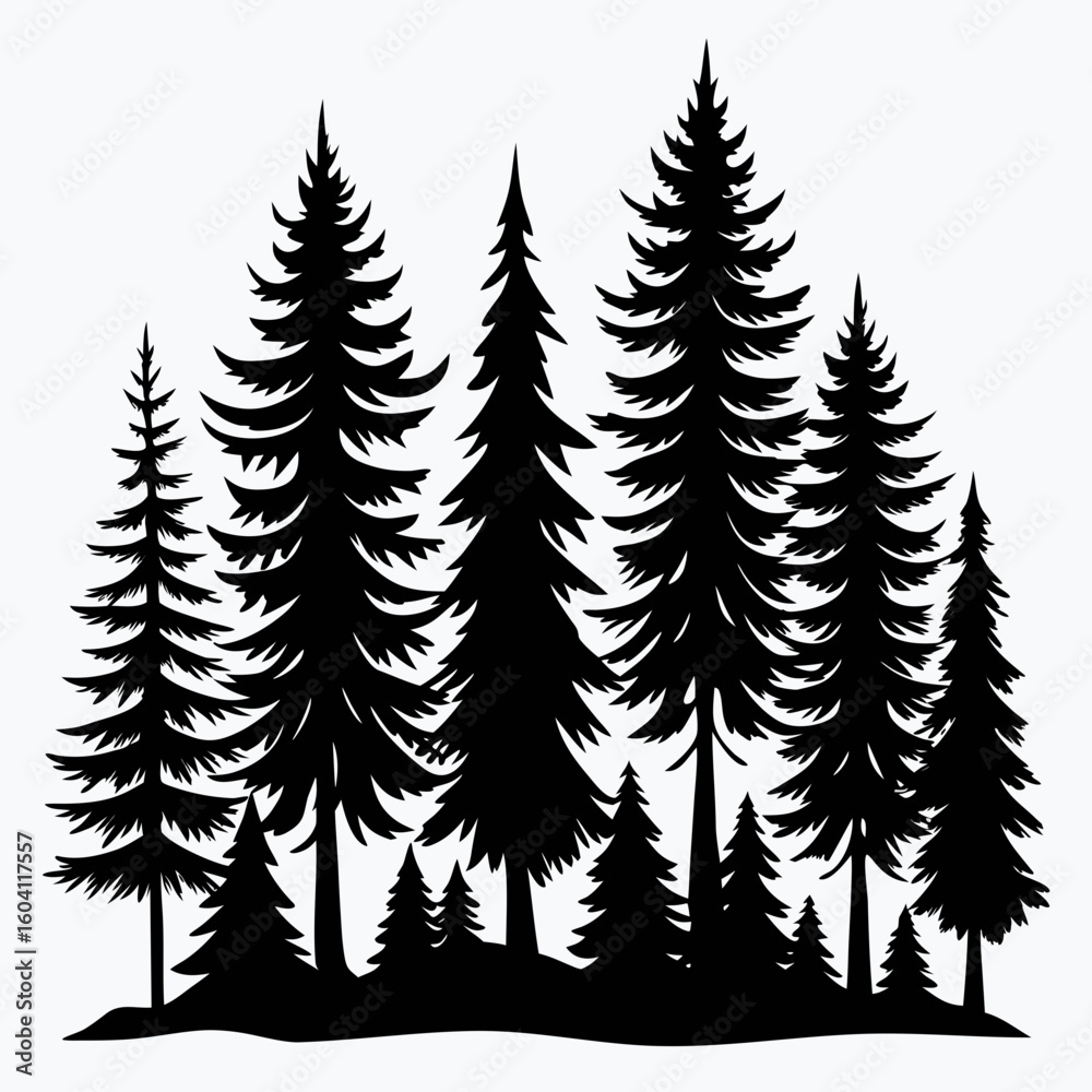 Obraz premium Black Pine Tree Vector