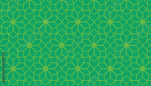 Intricate green geometric islamic pattern background texture
