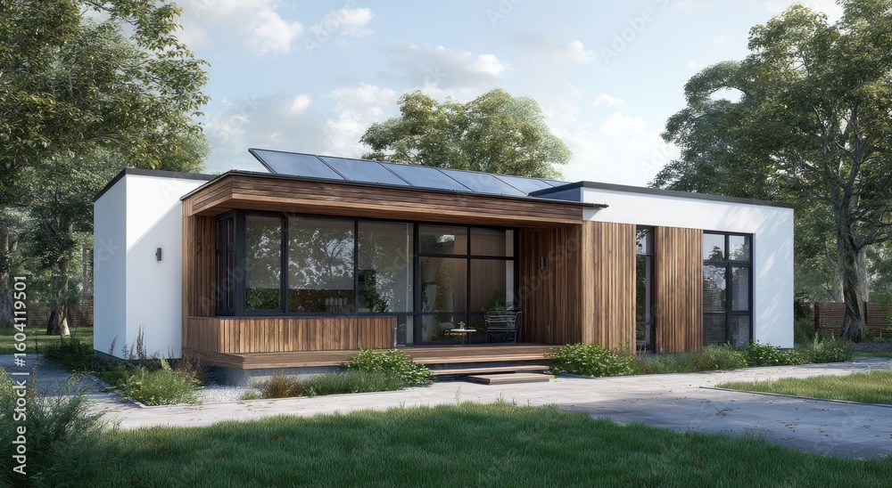 Fototapeta premium Modern, eco-friendly home with wooden accents