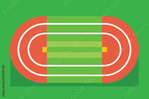 Flat Design Running Track Stadium Aerial View Illustration