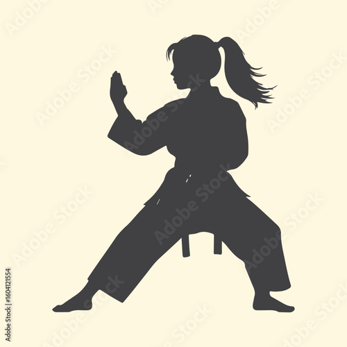 Karateka in defensive stance martial arts fighter